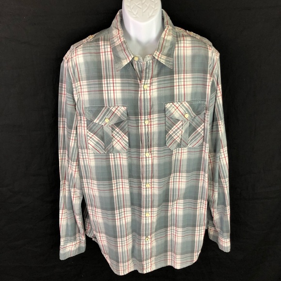 American Eagle Men’s Button Red Blue Shirt XXL